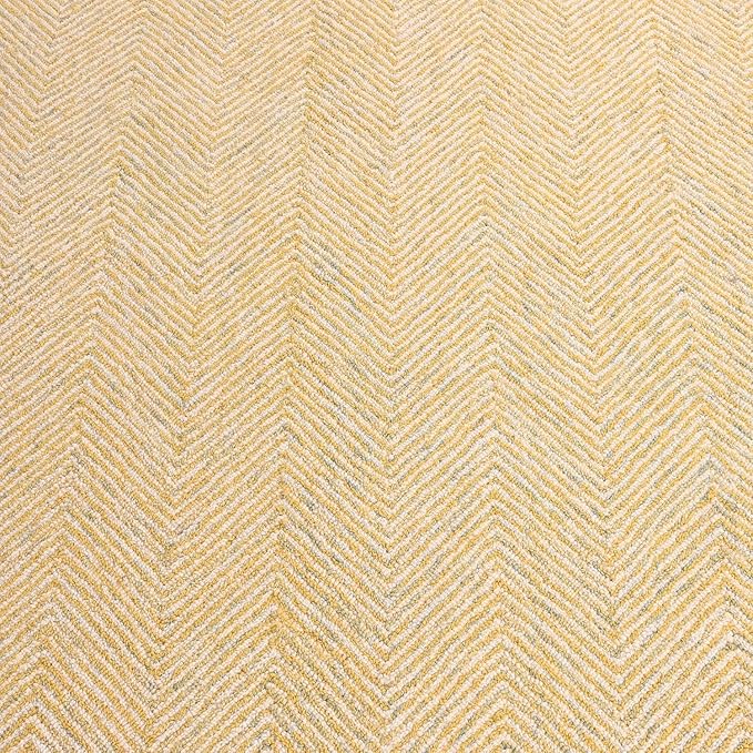 Modern Herringbone Chevron Collection Handcrafted Wool Area Rug - Durable, Zigzag Pattern, for High Traffic, Contemporary Design for Living Room, Bedroom, Dining Room Decor (Butter Yellow, 6' x 8')