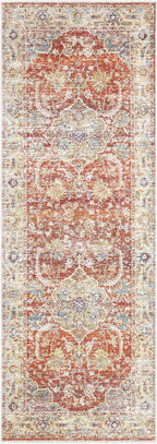 Bloom Rugs Caria Washable Non-Slip 10 ft Runner - Orange/Olive Beige Traditional Runner for Entryway, Hallway, Bathroom, and Kitchen - Exact Size: 2'6" x 10'