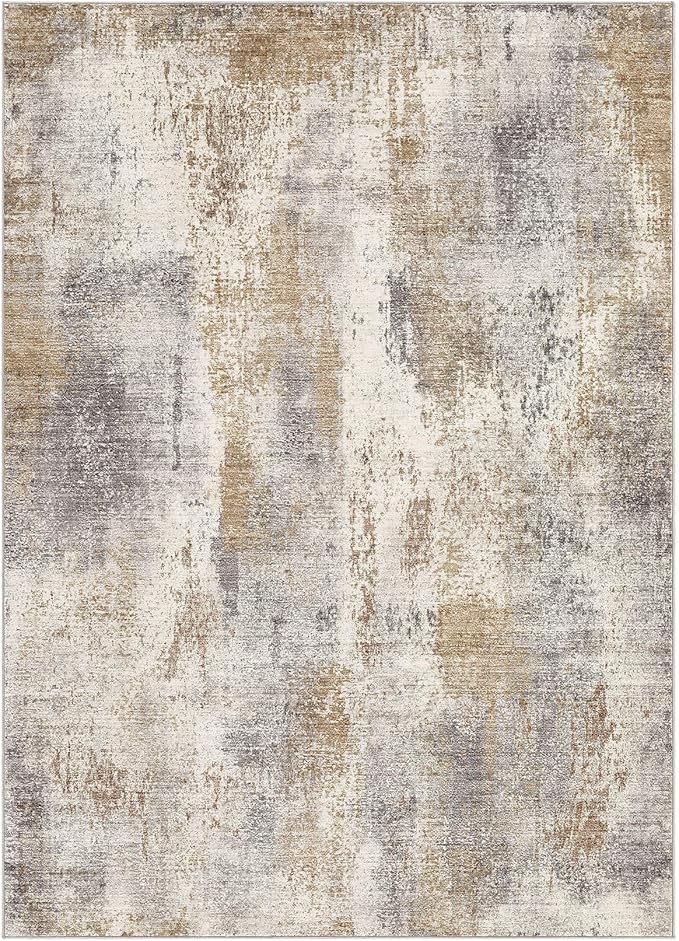 Area Rug Living Room Rugs - 8x10 Washable Large Soft Indoor Neutral Modern Abstract Low Pile Rug Carpet for Bedroom Dining Room Farmhouse Home Office - Brown Grey