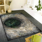 3D Hole Area Rug for Bedroom, 3x5ft, Visual Illusion Stone Cave Trap Design Home Decorative Rugs, Breathable Anti Skid Dirty Resistant Washable Soft Large Carpets for Family Indoor