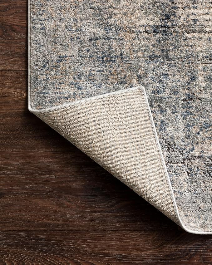 Loloi Teagan Collection TEA-05 Denim/Slate 9'-9" x 13'-6" Area Rug, Large, Soft Neutral Rug, High-Traffic for Living Room, Bedroom, Home Office, Dining Area