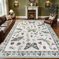 9x12 Area Rugs Living Room Rug: Vintage Washable Rug Floral Soft Carpet Indoor Floor Non-Slip Boho Stain Resistant Large Carpets for Bedroom Kids Nursery Dining Room Farmhouse Home Office Beige