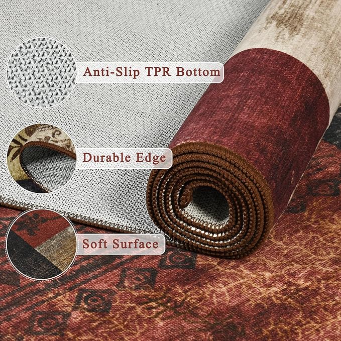 Tepook Modern Area Rug for Living Room, 8x10 Geometric Large Rugs for Bedroom, Washable Patchwork Rug Indoor Non-Slip Throw Carpets for Dining Room Office Farmhouse Home Decor, Multi