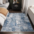 Rugcomf 3x5 Area Rug Blue Soft Abstract Boho Vintage Pattern Non-Slip Non-Shedding Faux Wool Washable for Bedside, Bedroom, Kitchen, Floor, Indoor