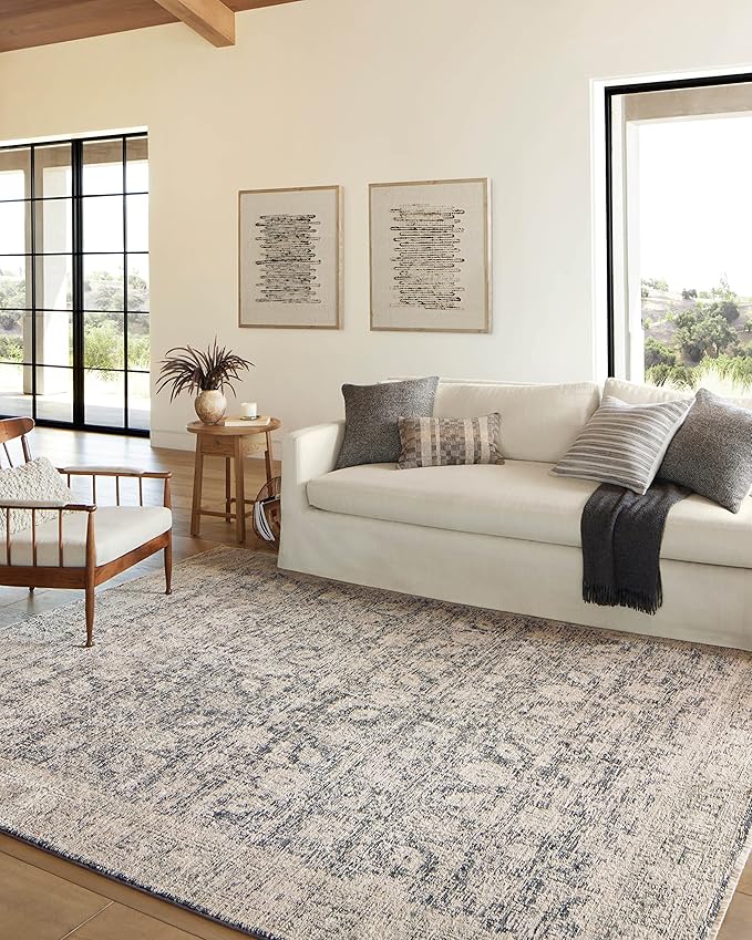 Loloi Amber Lewis Alie Collection ALE-05 Charcoal/Beige 5'-3'' x 5'-3'', .13'' Pile Height, Round Area Rug