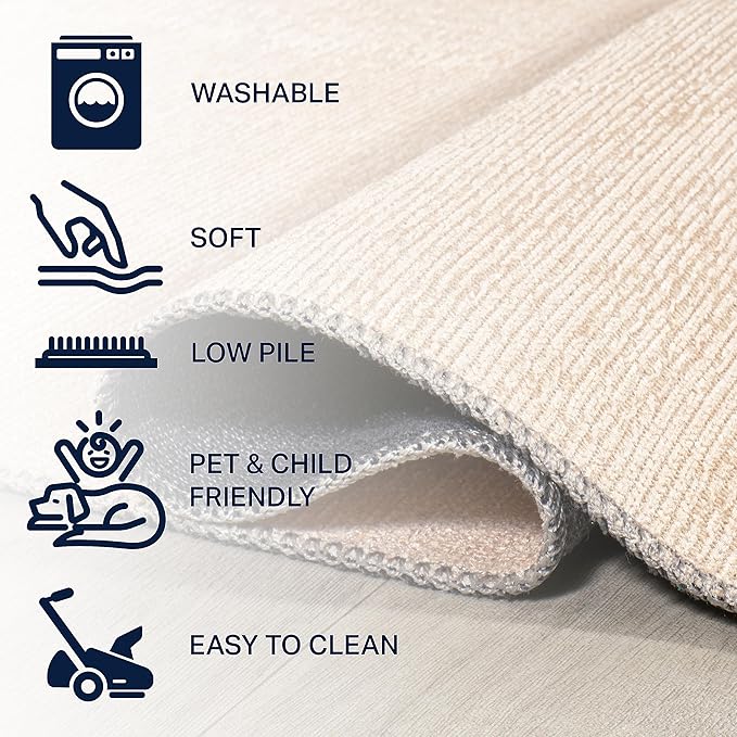 JONATHAN Y Machine Washable Indoor Area Rug 5X8 Brown/Cream/Terracotta, Demie Minimalist Graphic Circle for Living Room, Bedroom, Kitchen, Office, Easy-Cleaning, Pet-Friendly, Non-Shedding WSH114A-5