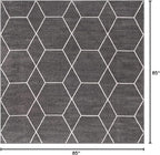 Unique Loom Trellis Frieze Collection Area Rug - Geometric (7' Square, Dark Gray/ Ivory)