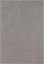 Annabel Modern Geometric Area Rug for Living Room, 5x7 Contemporary Arched and Linear Gray Rug, High-Low Pile Stain Resistant Carpet for Bedroom, Dining Room or Kitchen (5' x 7', Gray)