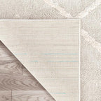Antep Rugs Palafito 6x9 Geometric Shag Diamond High-Low Pile Textured Indoor Area Rug (Beige, 6'7" x 9')