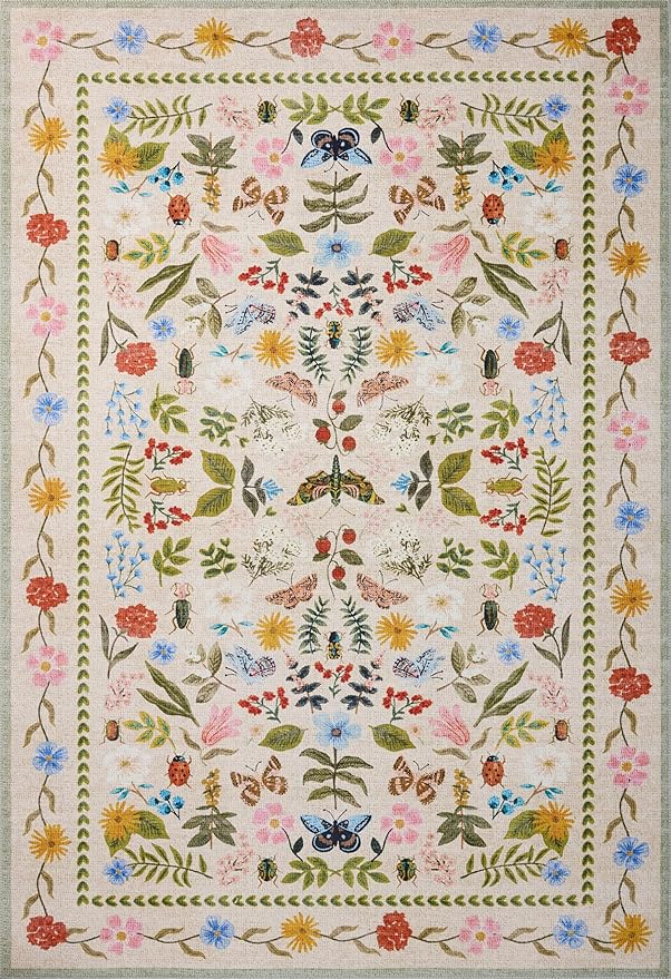 Loloi Rifle Paper Co. Canopy Collection CNP-04 Cream/Multi 2'-3" x 3'-9" Accent Rug