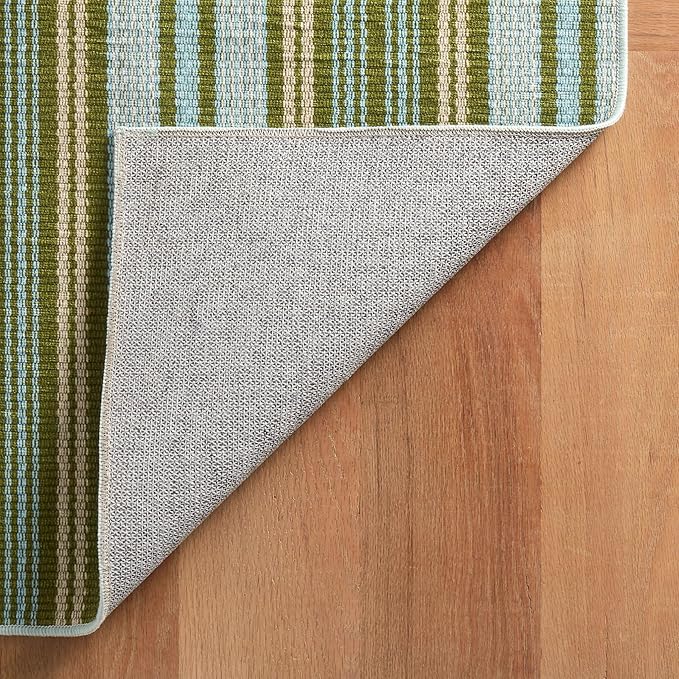 Dash & Albert Caravan Stripe Multi Machine Washable Rug, 8.5 X 11.5 Feet, Multicolored/Green Stripe Pattern