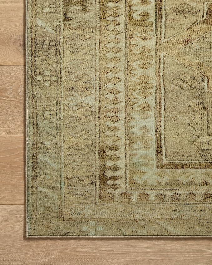 Loloi Magnolia Home by Joanna Gaines Sinclair Collection SIN-02 Khaki/Tobacco 2'-3" x 11'-6", .25" Pile Height, Machine Washable, Runner Rug