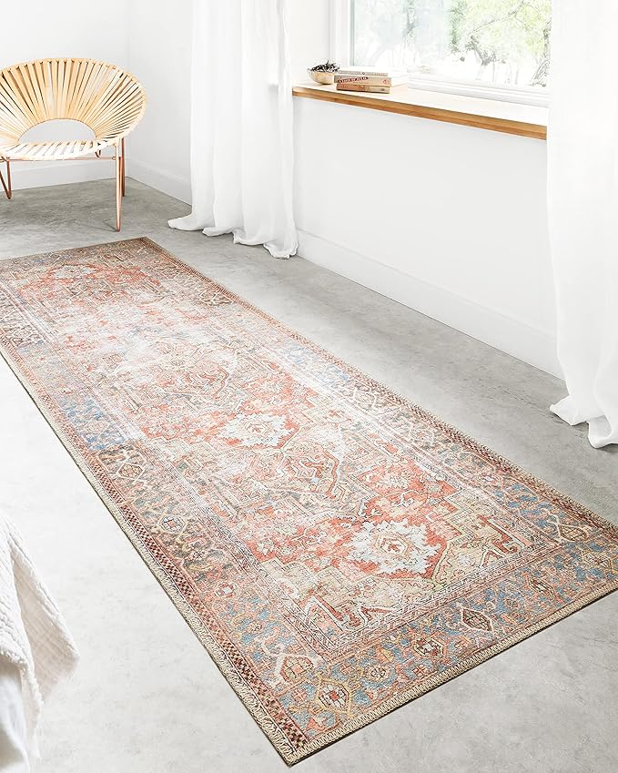 Loloi Loren Collection LQ-15 Terracotta/Sky 2'-6" x 7'-6" Runner Rug