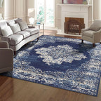 vivorug 6x9 Area Rugs, Ultra-Soft Washable Rug for Living Room Dinner Room Bedroom, Non-Slip Vintage Rug, Indoor Carpet Large Area Rug, Navy Blue