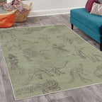 Ambesonne Jurassic Decorative Rug, Arrangement of Various Dinosaurs Illustrations Skeleton Biology Historic, Quality Carpet for Bedroom Dorm and Living Room, 5' 1" X 7' 5", Slate Brown