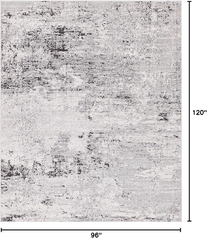 Rugs.com Leipzig Collection Area Rug – 8' x 10' Grey Low-Pile Rug Perfect for Living Rooms, Large Dining Rooms, Open Floorplans