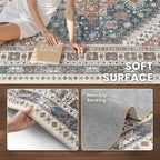 zesthome 10x14 Area Rugs,Stain Resistant Washable Rug,Ultra-Thin Rugs for Living Room,Bedroom,Non-Slip Backing Home Decor Large Area Rug (Navy Blue/Red,10'x14')
