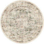 RUGGABLE Washable Vintage Area Rug – Sarrah Sage 8 ft Round, Stain-Resistant, Non-Slip – Large Machine Washable Rugs for Living Room, Bedroom, Hallway, Entryway & Office–with Standard Pad