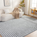 Amazon Basics Indoor Area Rug, 3D Bubble Washable Home Decor Carpet for Living Room, Bedroom, 6' W × 9' L, Grey