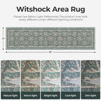 WITSHOCK Washable 3x12 Long Runners Rugs for Hallways,Vintage Neutral Hallway Rugs for Entryway Kitchen Bedroom,Vintage Farmhouse Home Decor(Teal Blue,3x12)
