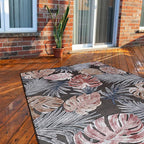 CAMILSON Indoor Outdoor Rug, Brown 5x7 Leaf Tropical Botanical Area Rugs for Indoor and Outdoor patios, Easy-Cleaning Non-Shedding Living Room, Garden and Kitchen Washable Outside Carpet (5 x 7)