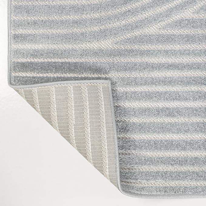 JONATHAN Y Hallie High-Low Curve Light Blue/Cream 8x10 Indoor/Outdoor Area Rug, Minimalist Geometric, Pet Friendly, for Patio, Backyard, Living Room, Bedroom, Office, Hose-Washable (SCN100E-8)
