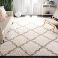 SAFAVIEH Area Rug 8x10 - Dallas Shag Collection - Large - Ivory & Beige, Trellis Pattern, Non-Shedding & Easy Cleaning, Plush Thick Pile, Ideal for Living Room, Bedroom, Dining Space (SGD257B)