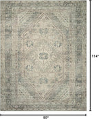Loloi Magnolia Home by Joanna Gaines Sinclair Collection SIN-04 Natural/Sage 7'-6" x 9'-6", .25" Pile Height, Machine Washable, Area Rug