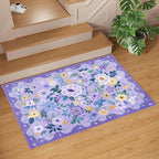 DUKINO 3x5 Area Rug, Floral Rugs for Living Room, Lightweight Non Slip Washable Rug, Indoor Low Pile & Non-Shedding Boho Design Rugs for Bedroom, Living Room, Dining Room, Purple