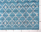 Unique Loom Outdoor Trellis Collection Area Rug - Tribal Trellis (2' x 6' 1" Runner, Teal/ Ivory)