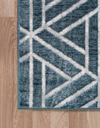 Rugs.com Lattice Trellis Collection Rug – 9' x 12' Blue Low-Pile Rug Perfect for Living Rooms, Large Dining Rooms, Open Floorplans