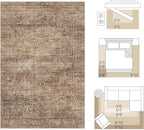 Fmfunctex 2x6 Hallway Runner Rug Rust Brown Vintage Neutral Washable Distressed Non Slip Low Pile Traditional Indoor Carpet Retro Entryway Rug for Kitchen Living Room Bedroom Bathroom Laundry Entrance