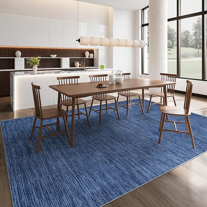 Valenrug Washable Rugs 8x10 - Non Slip 8x10 Area Rugs for Living Room, Stain Resistant Area Rugs for Bedroom, Foldable Machine Washable Area Rug(8'x10', Navy)