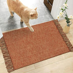 Collive Small Bathroom Rug, 2' x 3' Hand-Woven Low Profile Front Entryway Rug, Terracotta Cotton Reversible Washable Kitchen Rug Modern Farmhouse Carpet for Foyer Bedroom Front Door Fall Decor