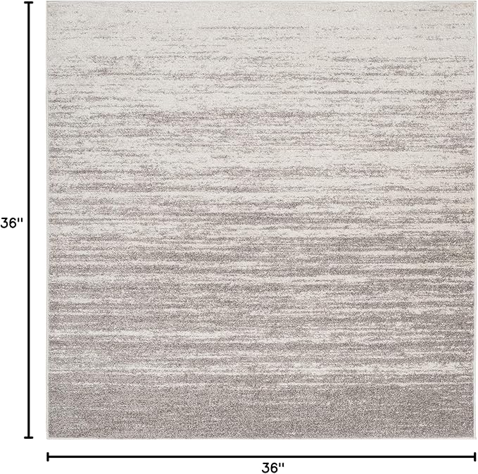 SAFAVIEH Adirondack Collection Area Rug - 3' Square, Light Grey & Grey, Modern Ombre Design, Non Shedding & Easy to Clean, Ideal for Living Room, Bedroom, Office, Dining Space (ADR113C)