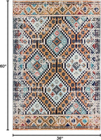 SAFAVIEH Madison Collection Accent Rug - 3' x 5', Orange & Beige, Boho Diamond Distressed Design, Non-Shedding & Easy Care, Ideal for High Traffic Areas in Entryway, Living Room, Bedroom (MAD418P)