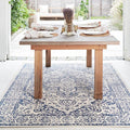 FH Home Flat Woven Outdoor Rug - Waterproof, Easy to Clean, Stain Resistant - Premium Polypropylene Yarn - Vintage - Patio, Porch, Deck, Balcony - Ankara - Distressed Blue - 5ft 2in x 7ft 6in