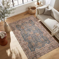 Kuden 5x7 Area Rug, Machine Washable Area Rug with Non-Slip Backing, Vintage Style, Soft, Easy Clean, Low Pile Rug for Living Room, Bedroom, Dining Room