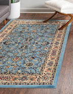 Rugs.com Yasmin Collection Rug – 9' x 12' Light Blue Medium Rug Perfect for Living Rooms, Large Dining Rooms, Open Floorplans