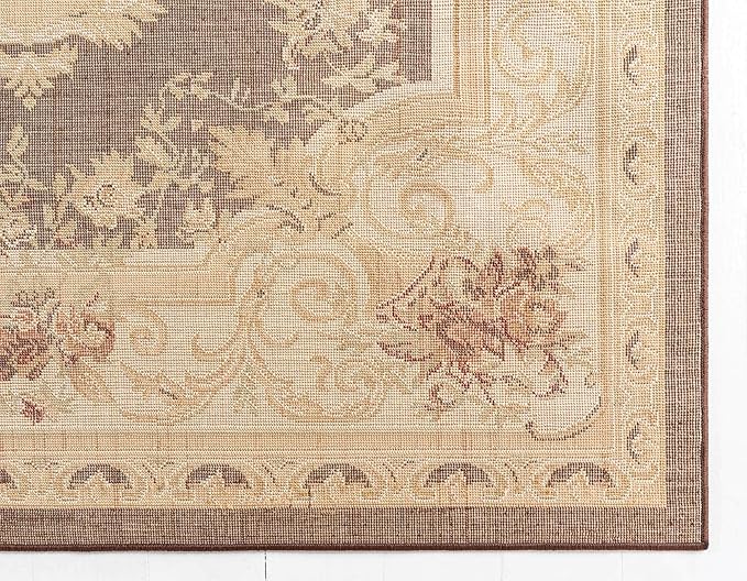 Unique Loom Versailles Collection Traditional Classic Floral Motif Area Rug (8' 0 x 10' 0 Rectangular, Brown/ Ivory)