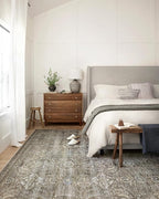 Loloi Layla Collection LAY-13 Antique/Moss 2'-6" x 12'-0" .13" Thick Runner Rug, Soft, Durable, Vintage Inspired, Distressed, Low Pile, Non-Shedding, Easy Clean, Printed, Living Room Rug