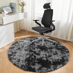 Andency Tie-Dyed Dark Grey Round Area Rug for Living Room, 5x5 ft Shag Rug for Bedroom, Fluffy Circle Carpet for Home Decor, Room, Fuzzy Plush Circular Rug for Dorm Playroom