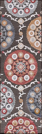 CAMILSON Runner Outdoor Rugs Oriental Retro Traditional Floral Medallion Area Rug 2x10 Non-Shedding Stain Resistant Indoor Carpet for Bathroom Hallway Kitchen Office (2 x 10 / Brown)
