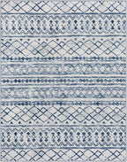 KUTA Moroccan 8x10 Rugs for Living Room Blue White, Washable Boho Area Rug Non-Slip, Ultra Soft Geometric Tribal Traditional Farmhouse Carpet for Dining Room Bedroom Dorm Office Home Decor