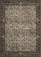 Washable Living Room Rug: 10x14 Boho Floral Soft Area Rug for Bedroom Decor - Vintage Low Pile Thin Carpet for Dining Room Non-Slip - Farmhouse Stain Resistant Rugs - Dark Brown