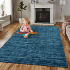 RUGSREAL 3x5 Bedroom Area Rug Solid Color Area Rugs Washable Dining Room Throw Carpet Modern Contemporary Area Rug Non-Slip Throw Indoor Carpet for Living Room Bedroom Kids Room, 3' x 5' Indigo