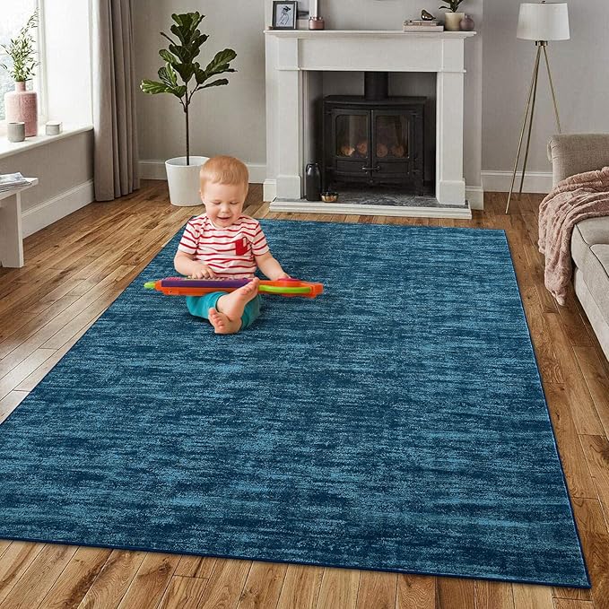 RUGSREAL 5x7 Living Room Area Rugs Modern Solid Color Area Rug Non-Slip Floor Carpet Indoor Washable Rug Contemporary Throw Carpet for Bedroom Kitchen Home Office, Indigo