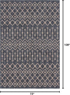Unique Loom Outdoor Trellis Collection Area Rug - Tribal Trellis (6' 1" x 9' Rectangle, Charcoal Gray/ Natural)