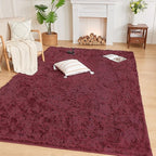 Andency Burgundy Soft Area Rugs for Living Room Bedroom, 5x8 Fluffy Shaggy Bedside Rug, Non-Slip Large Shag Fuzzy Plush Carpets for Bedroom Kids Dorm Nursery Home Decor Aesthetic