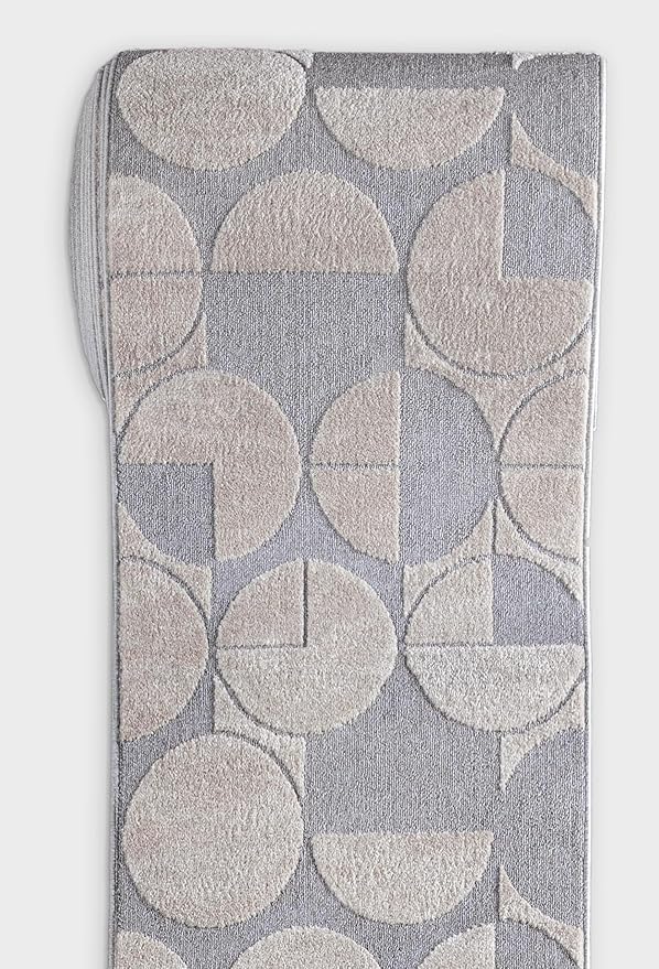 Well Woven Custom Size Hallway & Stair Runner- Harlow Harmony Ivory/Grey 27 Inches Wide x 35 Feet Long Runner (27" x 35') Runner Rug - Modern Geometric Pattern, Ultra-Soft, Easy-Clean